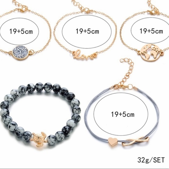 Turtle 5 Piece Layer Crystal Bead Bracelet - Picture 2 of 4